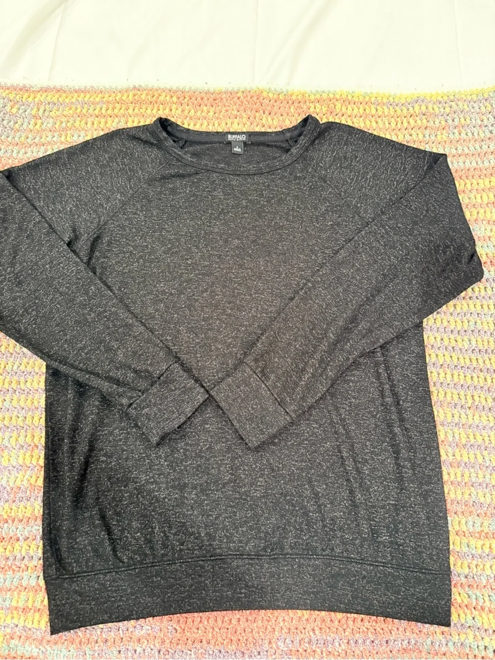 Buffalo David Bitton Heathered Charcoal Crewneck Pullover Top Small